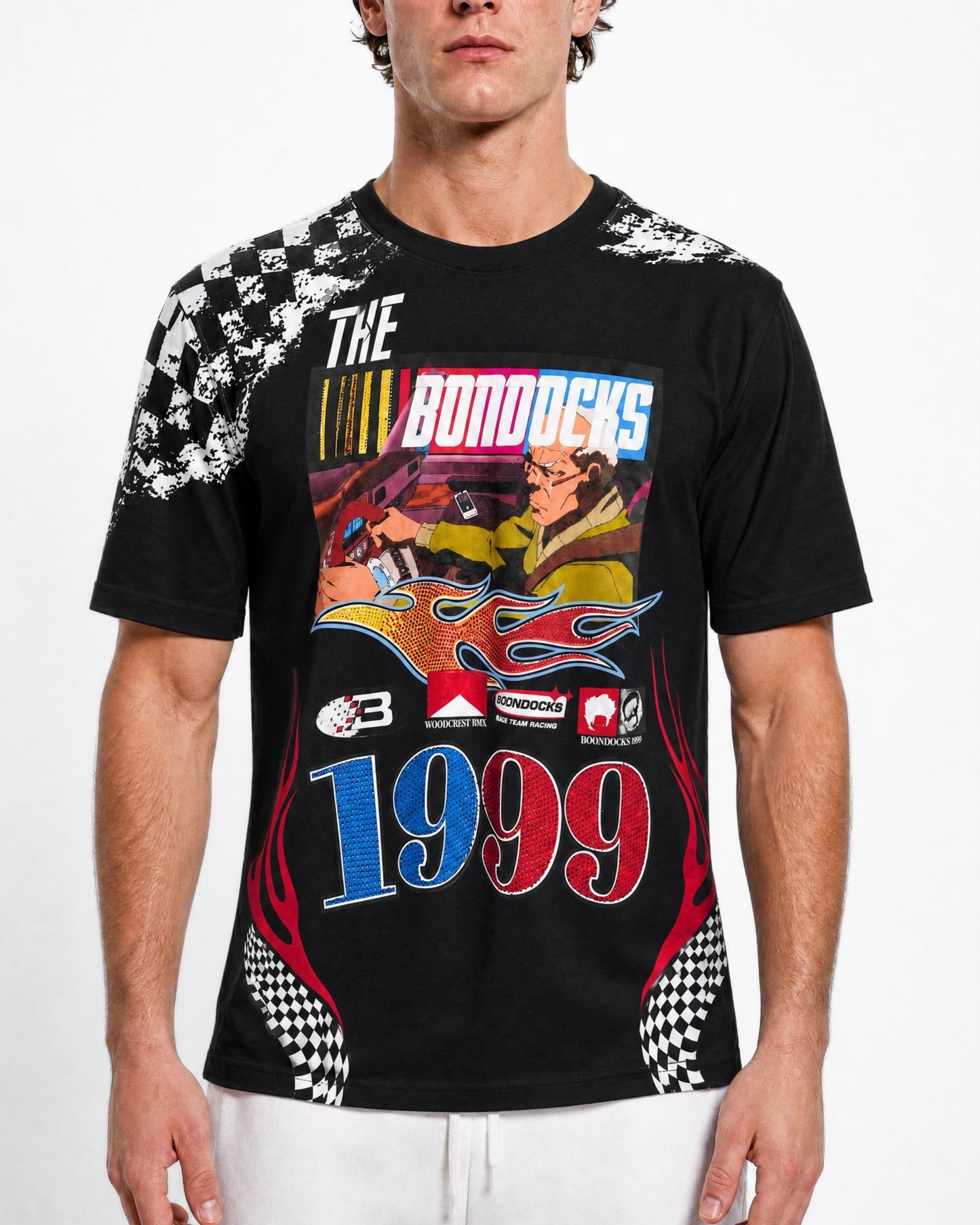 The Boondocks Grandad Grand Prix 1999 Black Embellished Tee