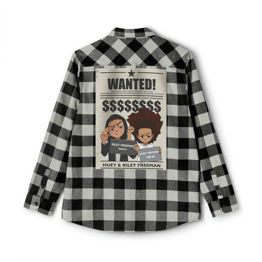 The Boondocks Freeman Brothers Wanted Grey Heather/ Black Flannel Shirt