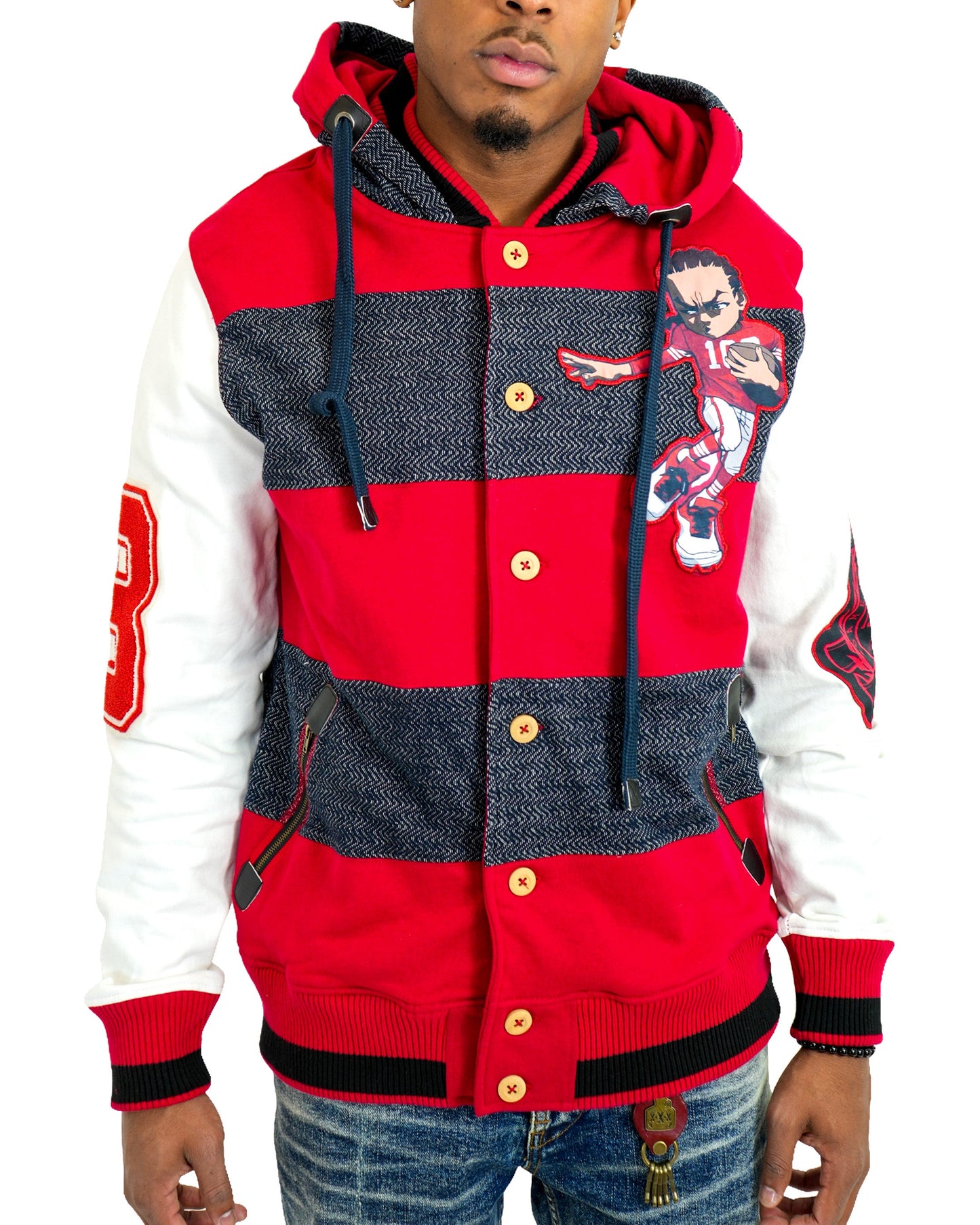 The Boondocks Riley Football Knit Red Hoodie