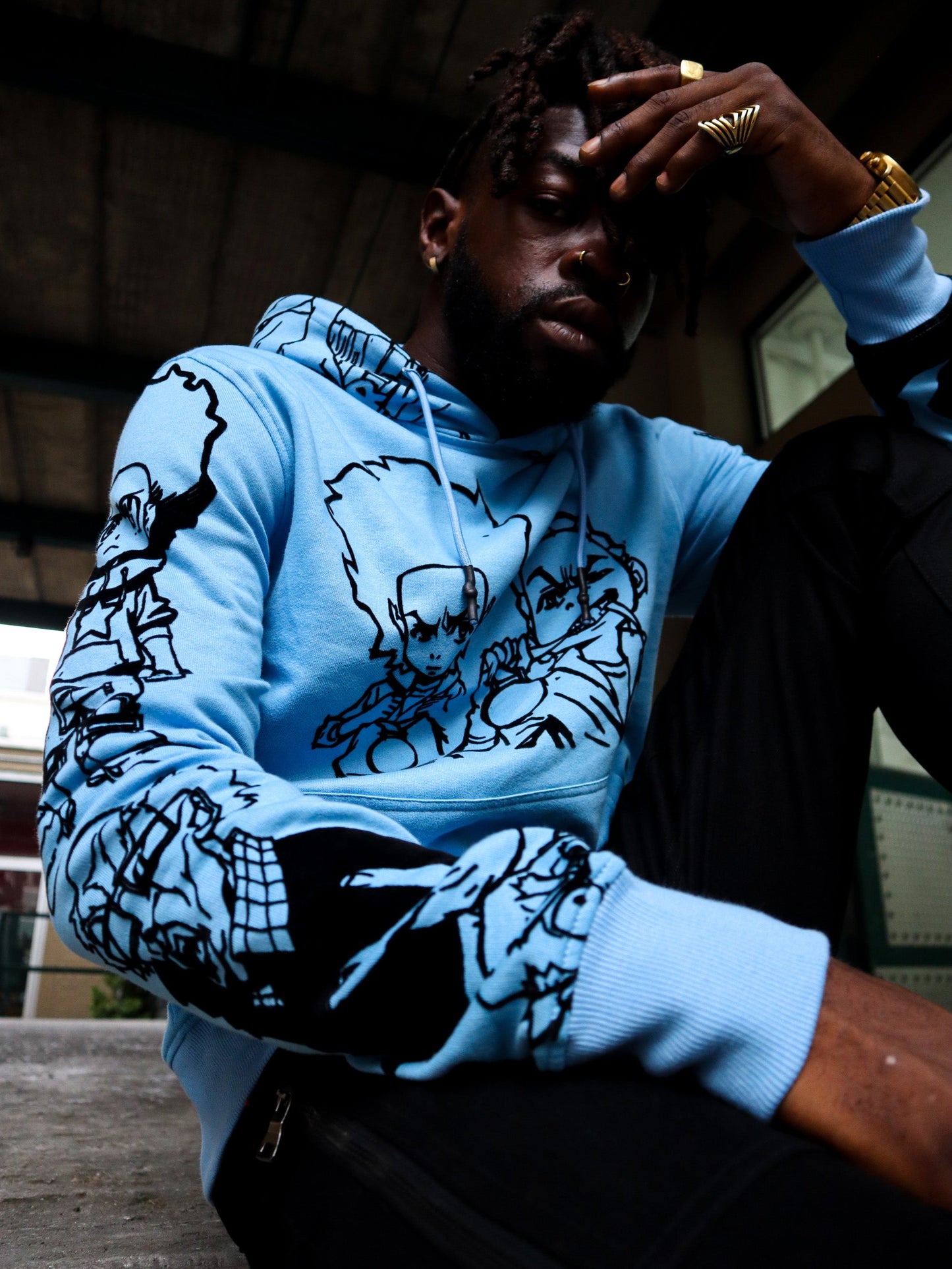 deKryptic x The Boondocks - Gold Winners Outline Blue Hoodie
