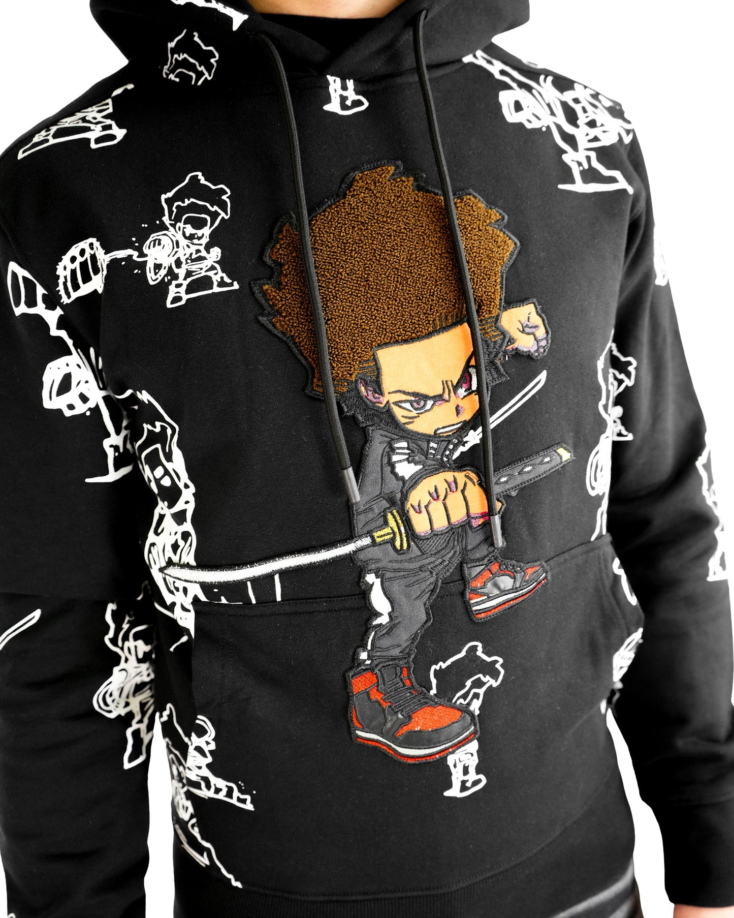 The Boondocks - Ninja Huey Chenille Black Hoodie