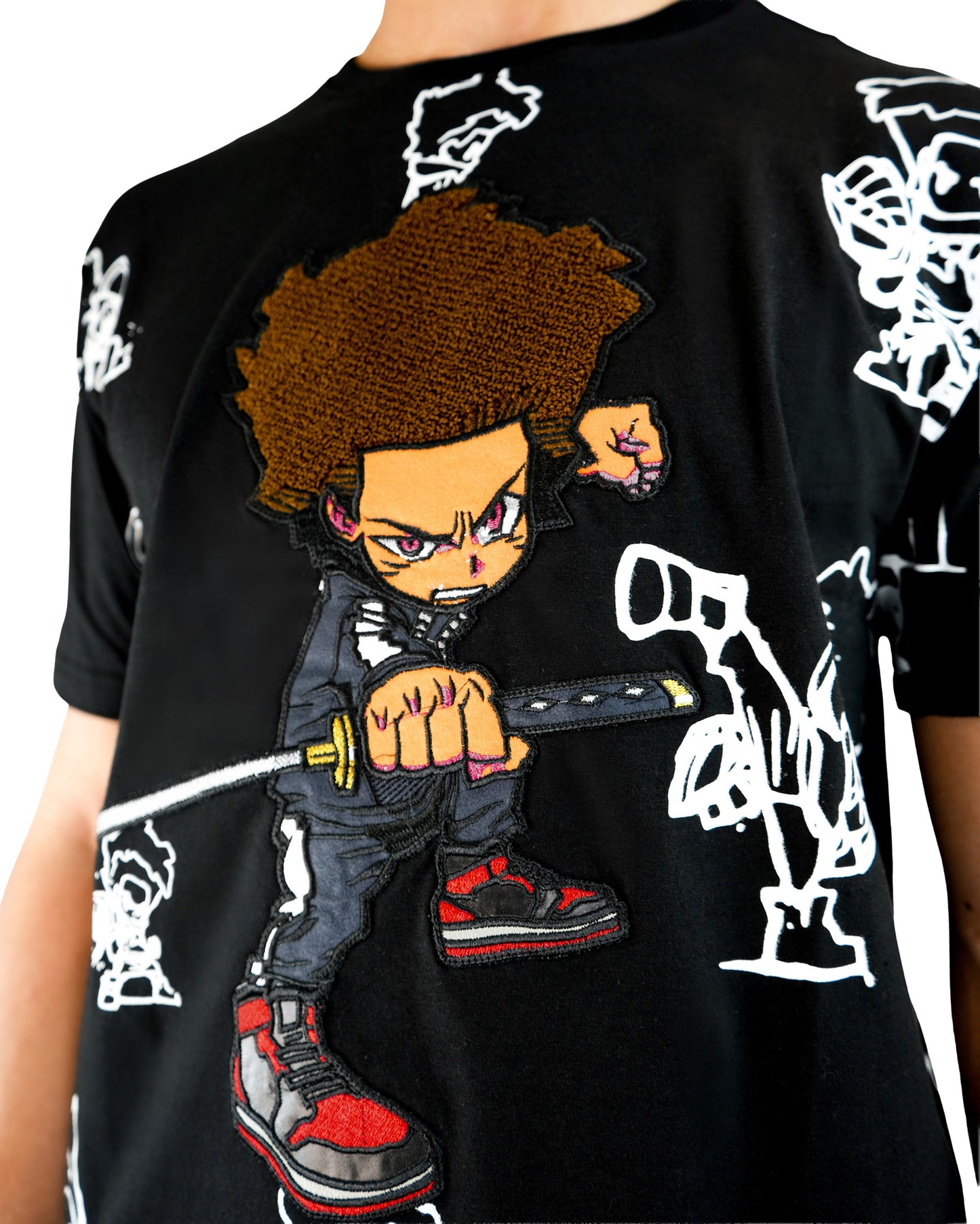 The Boondocks - Ninja Huey Chenille Black T-Shirt