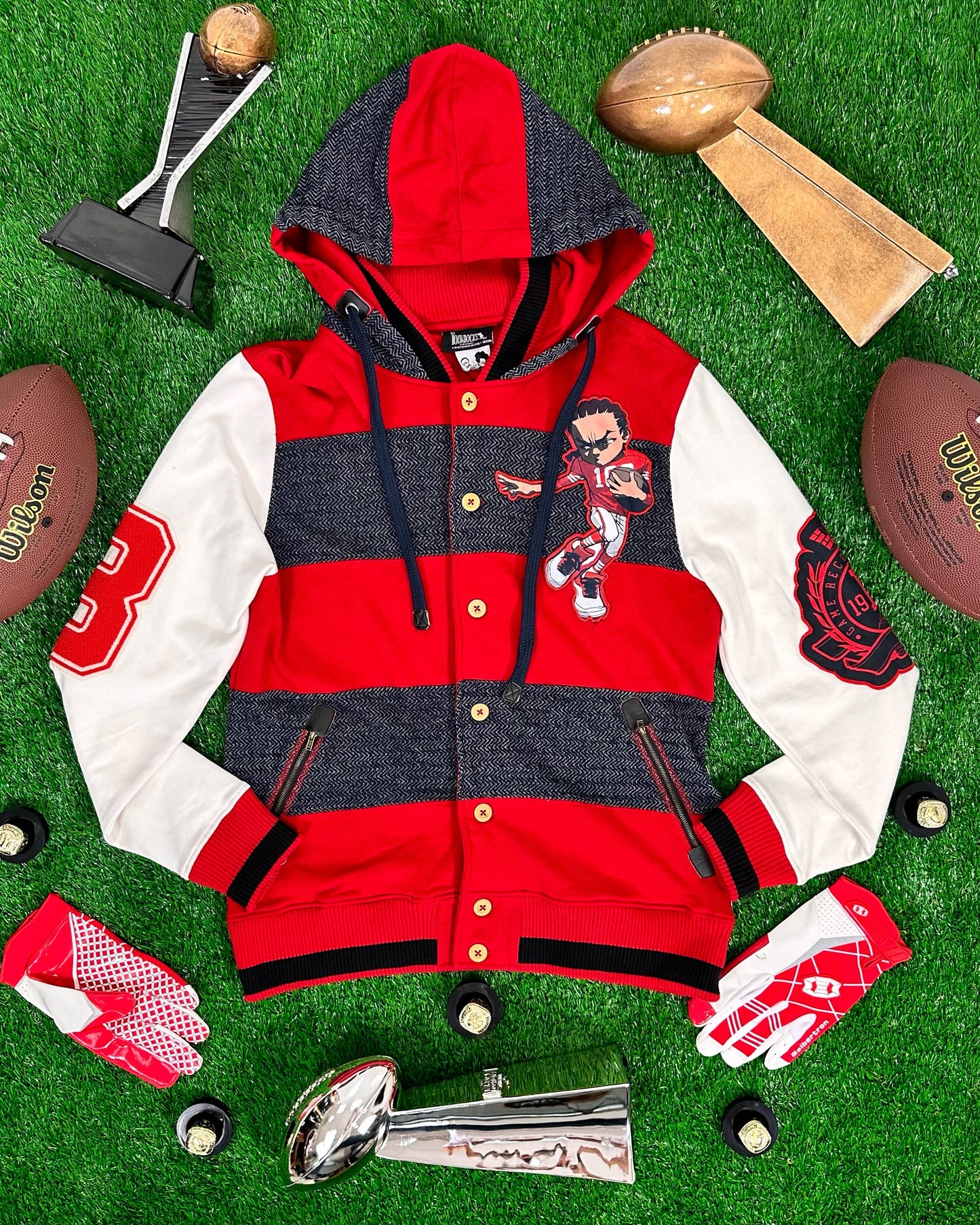 The Boondocks Riley Football Knit Red Hoodie