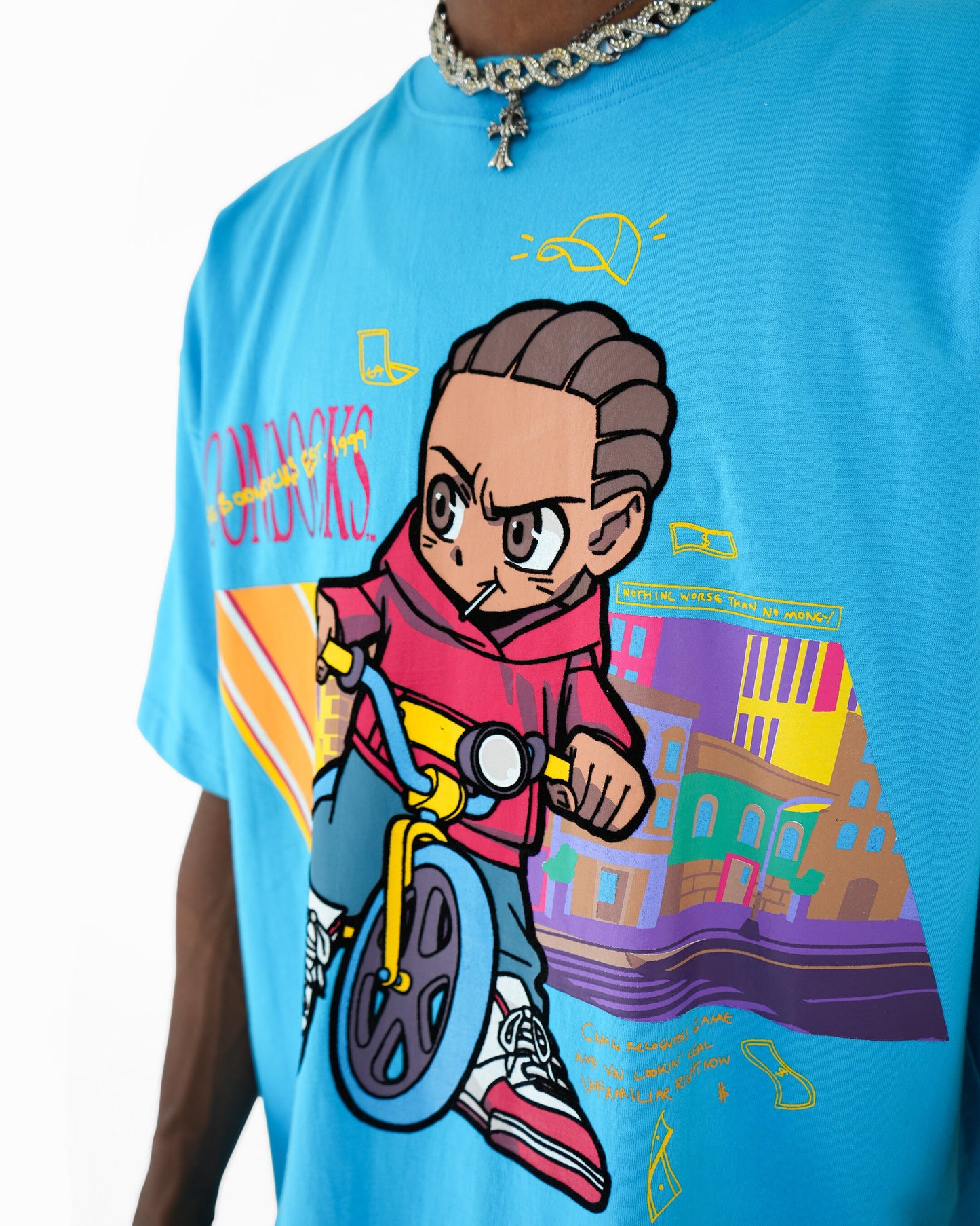 The Boondocks Pedal To The Hustle Blue Stone Wash T-Shirt
