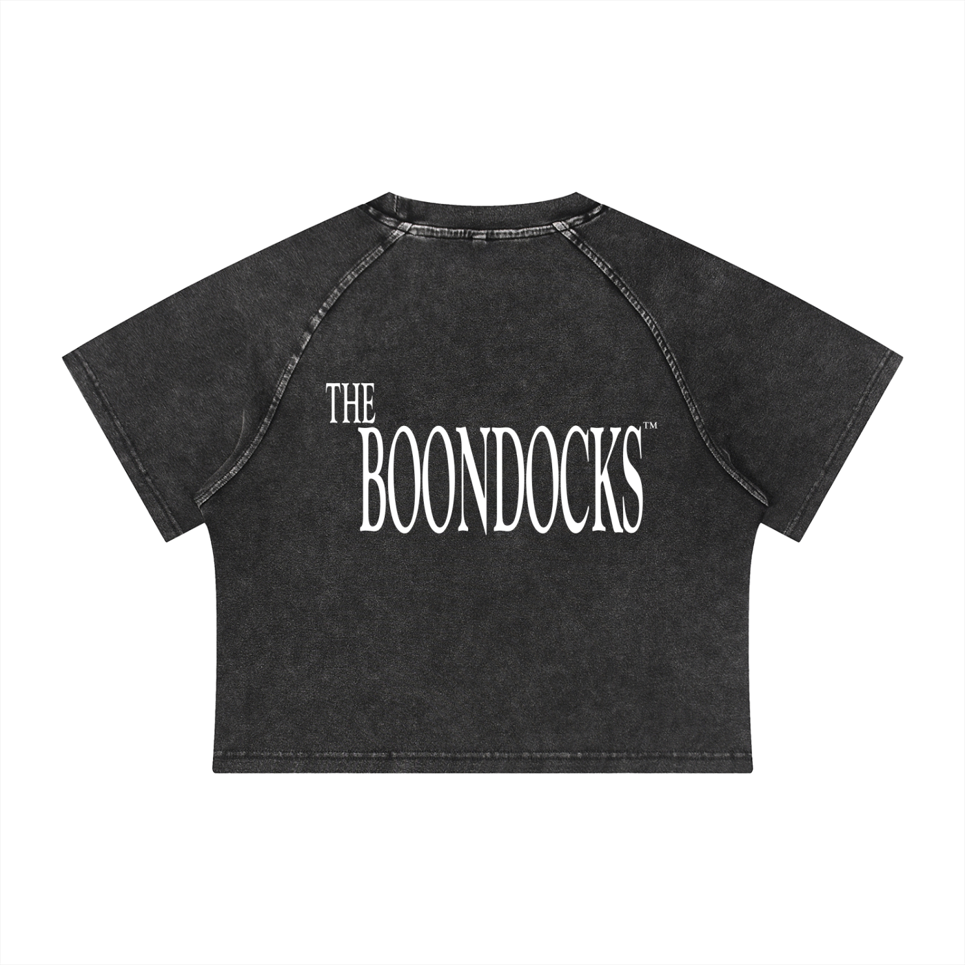 The Boondocks Huey On Watch Black Acid Wash Crop T-Shirt