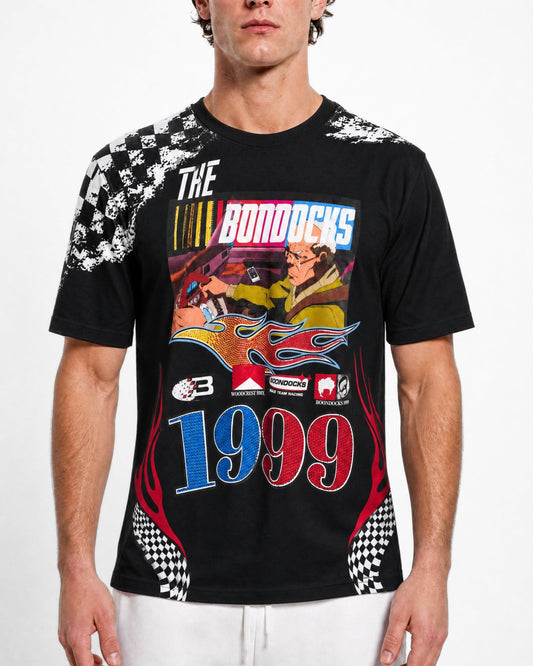 The Boondocks Grandad Grand Prix 1999 Black Embellished Tee