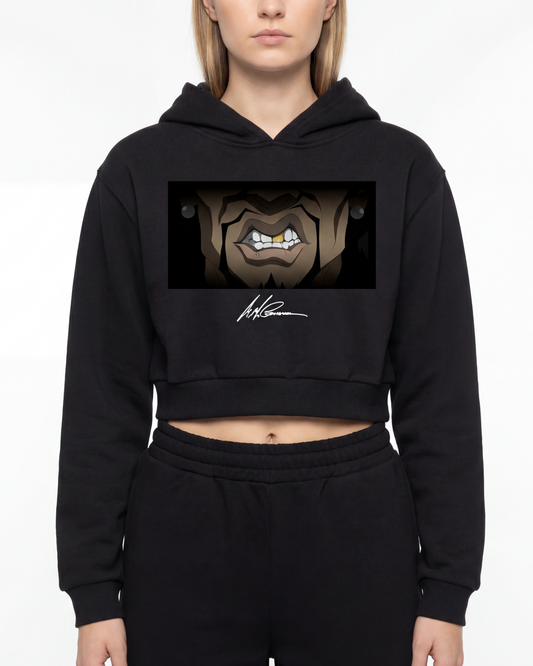 The Boondocks Slickback Gold Bite Cropped Heavyweight Hoodie
