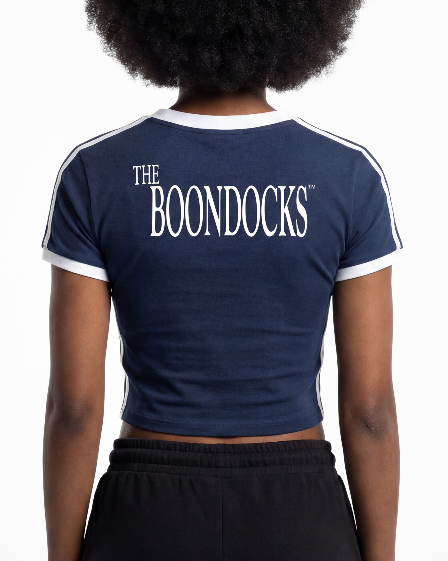 The Boondocks Riley Wild Motion Navy V-Neck Crop Tee