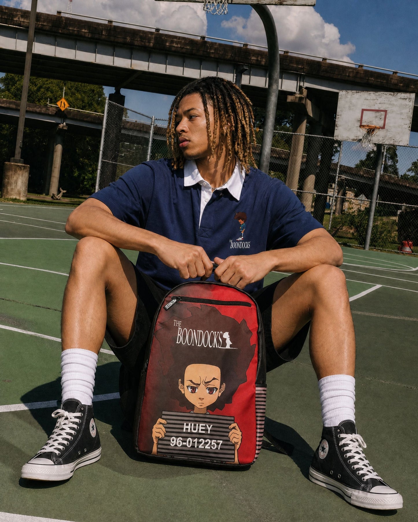 The Boondocks Huey Mugshot Red Backpack