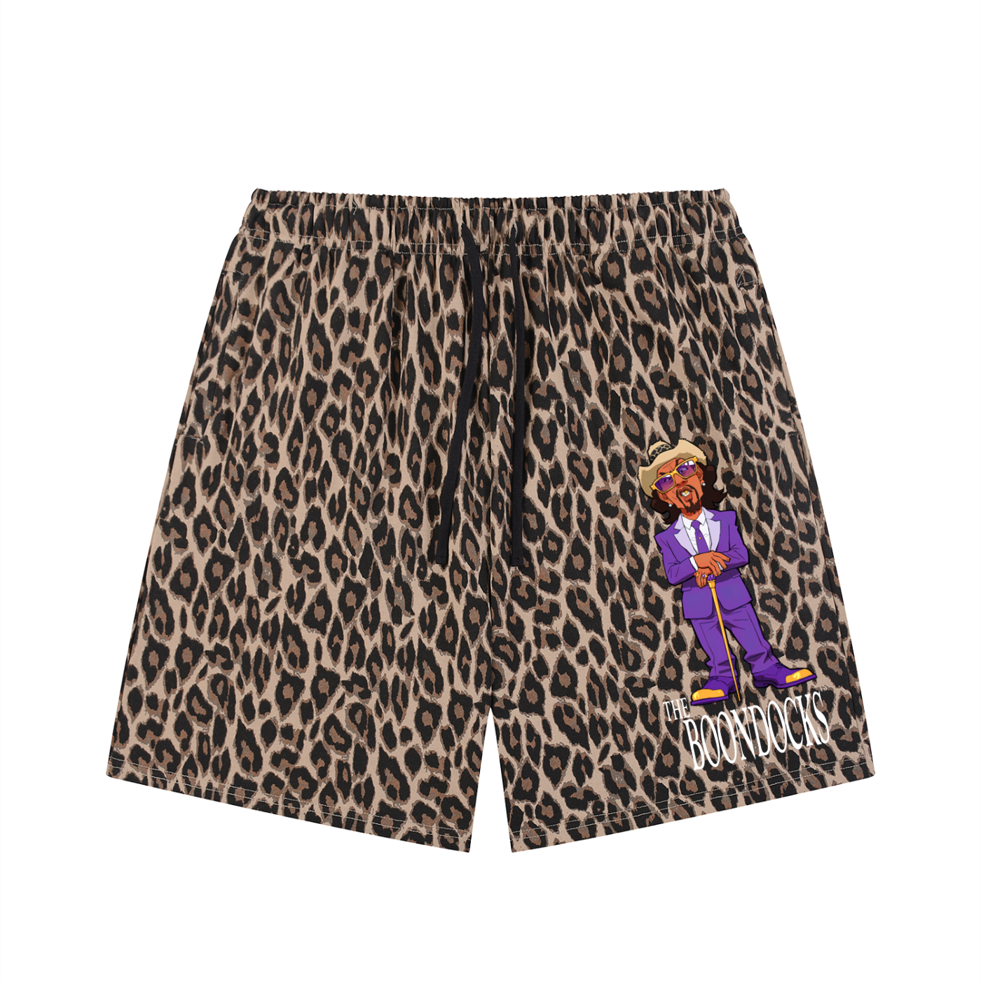 The Boondocks Slickback Leopard Drawstring Shorts