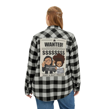 The Boondocks Freeman Brothers Wanted Grey Heather/ Black Flannel Shirt