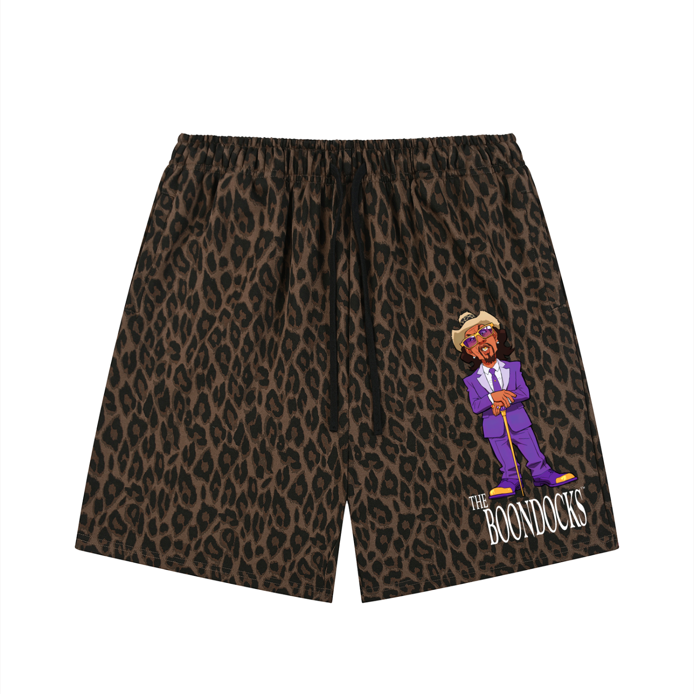 The Boondocks Slickback Leopard Drawstring Shorts