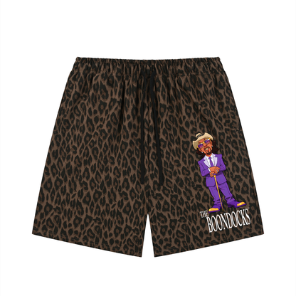 The Boondocks Slickback Leopard Drawstring Shorts