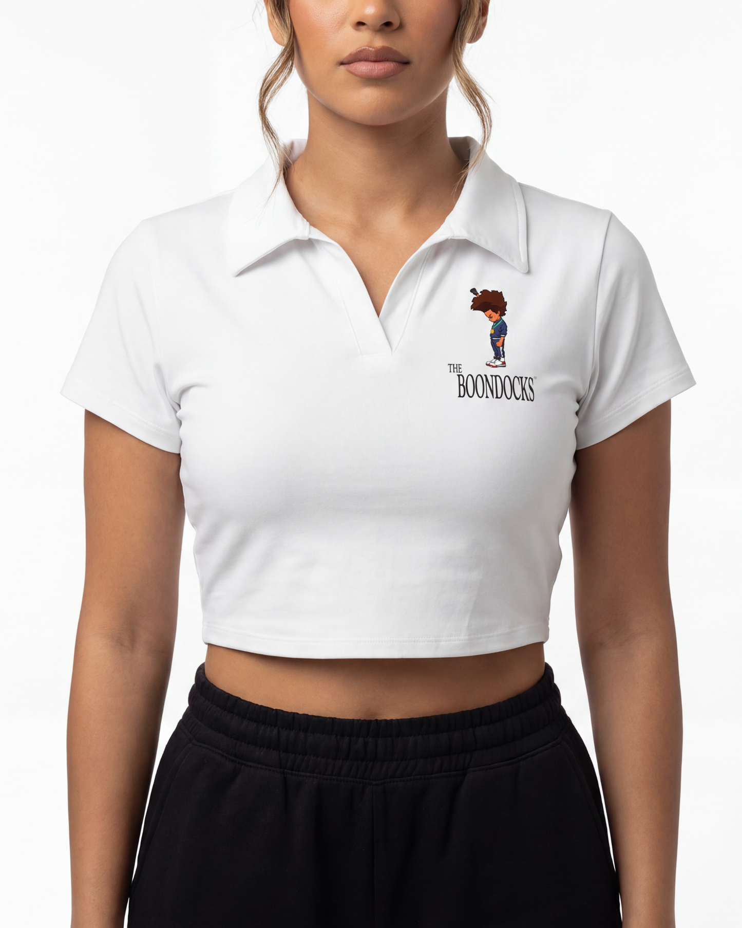 The Boondocks Huey Medal Stand White Crop Polo