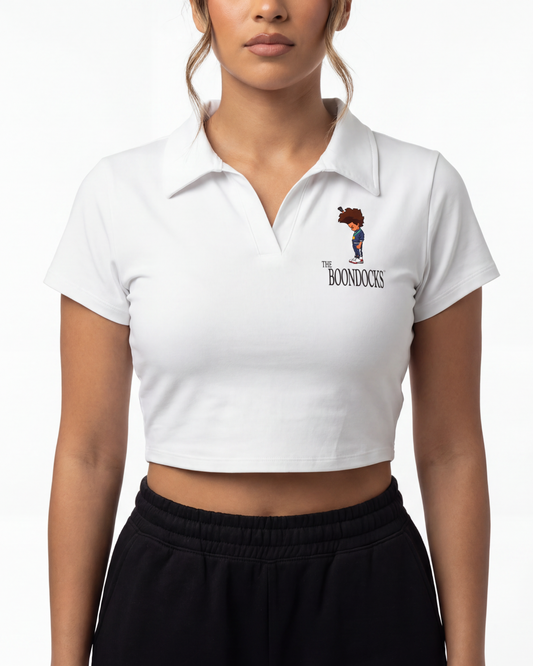 The Boondocks Huey Medal Stand White Crop Polo