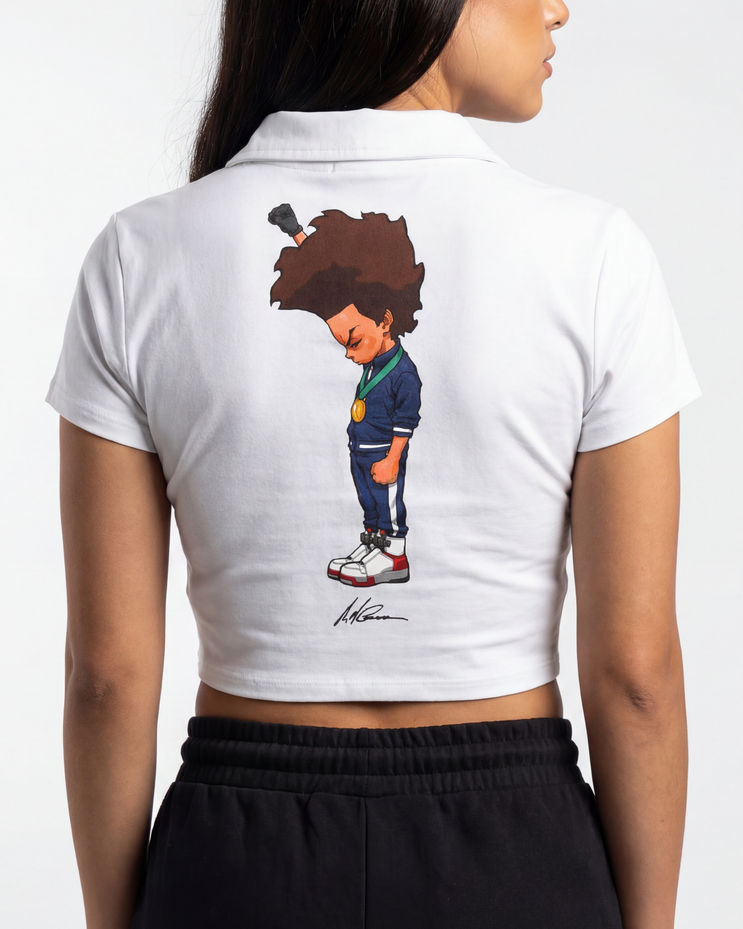 The Boondocks Huey Medal Stand White Crop Polo