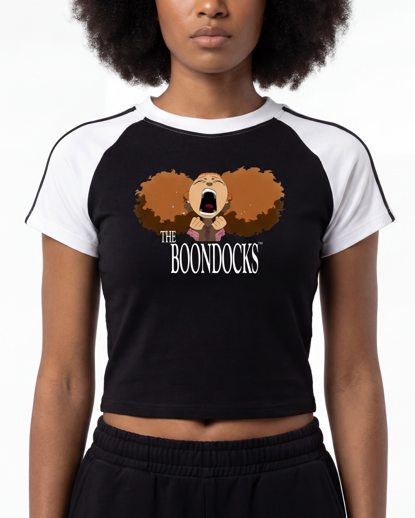 The Boondocks Jazmine Emotional Burst Crop Raglan T-Shirt