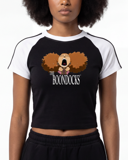 The Boondocks Jazmine Emotional Burst Crop Raglan T-Shirt