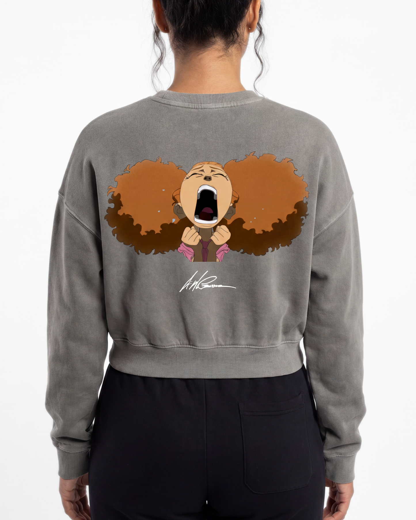 The Boondocks Jazmine Moods Dark Crop Crewneck
