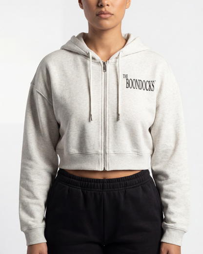 The Boondocks Jazmine Soft Focus Zip Crop Hoodie