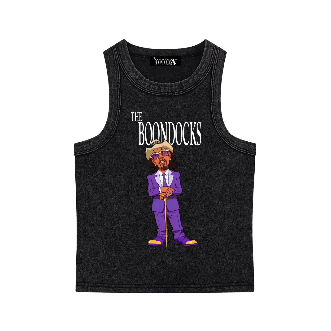 The Boondocks A Pimp Named Slickback Black Acid Washed Tank Top