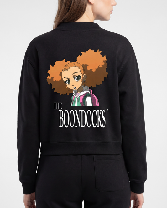 The Boondocks Jazmine Watchful Black Heavyweight Crewneck