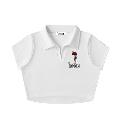 The Boondocks Huey Medal Stand White Crop Polo