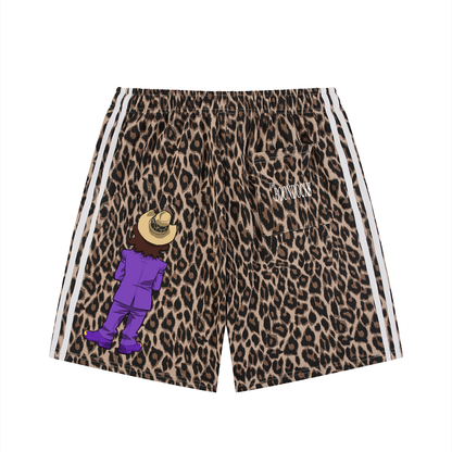 The Boondocks Slickback Leopard Drawstring Shorts