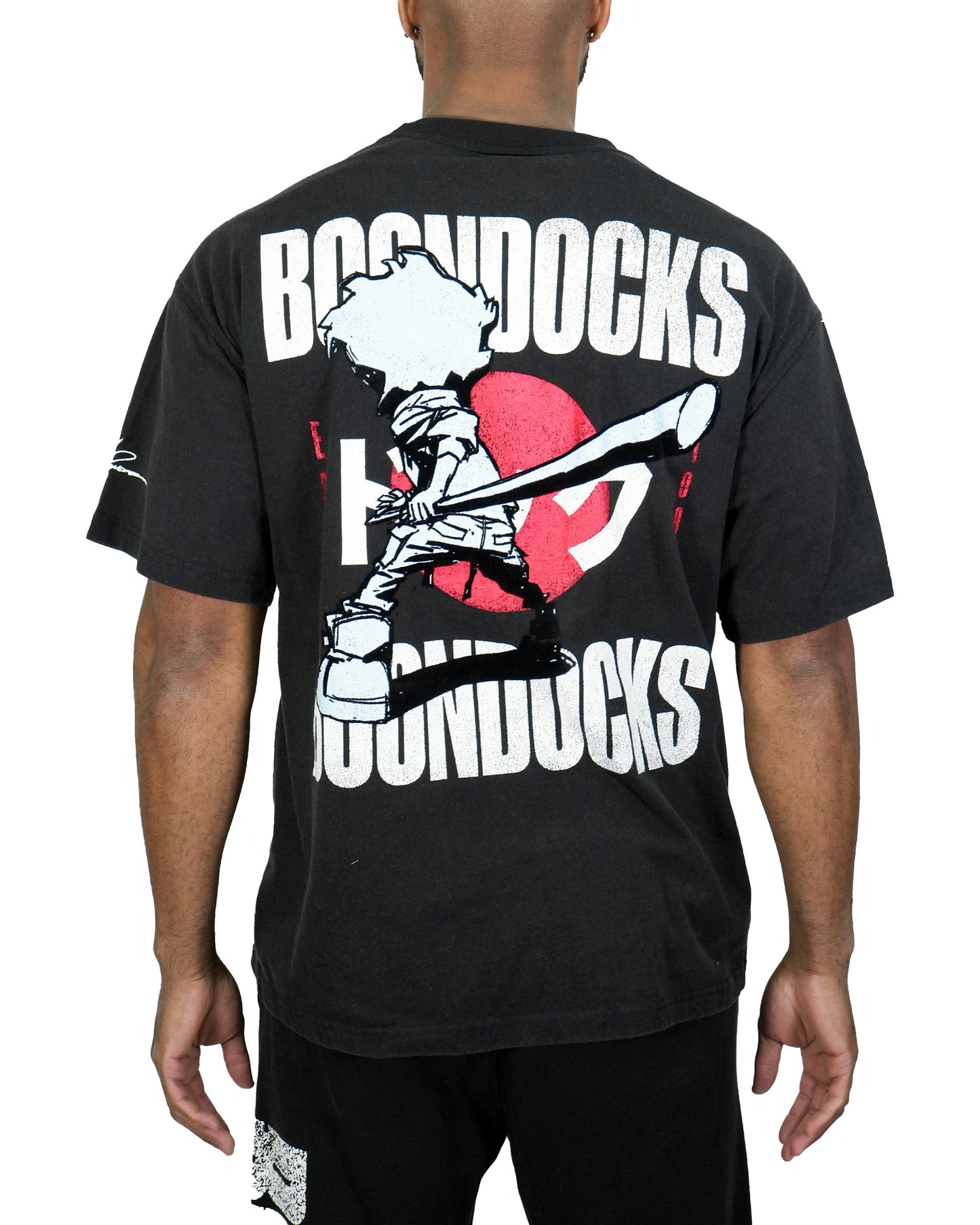 The Boondocks Huey Samurai Warrior Oversized Black Acid Wash T-Shirt