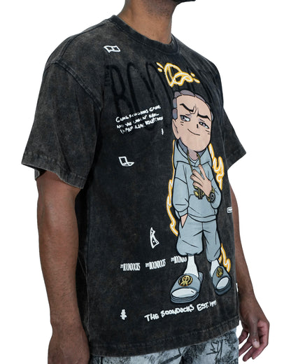 The Boondocks Riley King Oversized Black Acid Wash T-Shirt