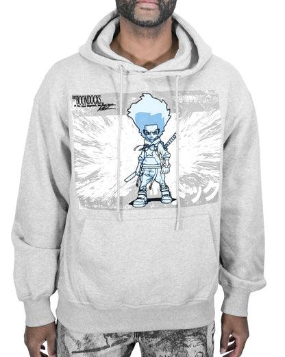 The Boondocks Huey Samurai Warrior Oversized Heather Grey Hoodie