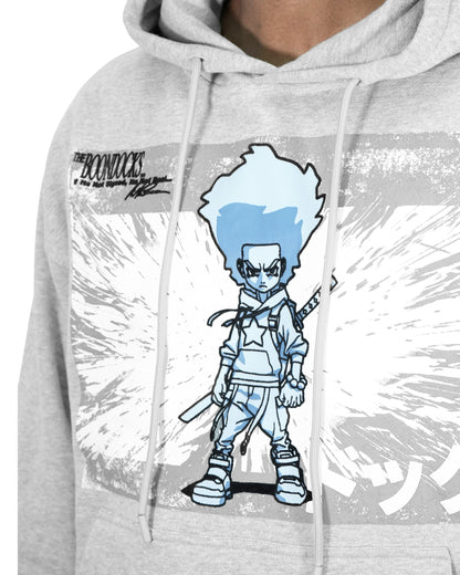 The Boondocks Huey Samurai Warrior Oversized Heather Grey Hoodie