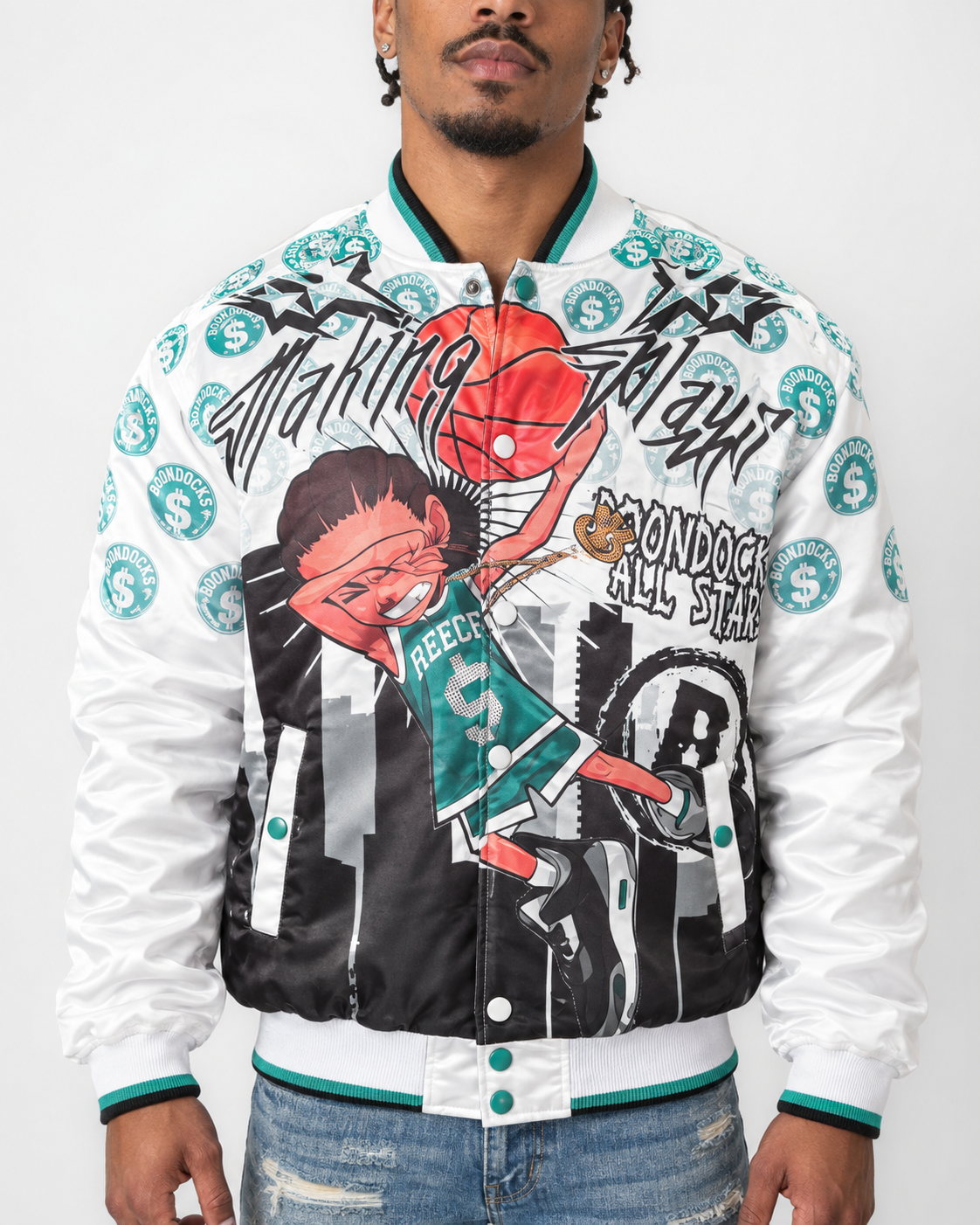 The Boondocks Riley's Making Plays White Varsity Jacket
