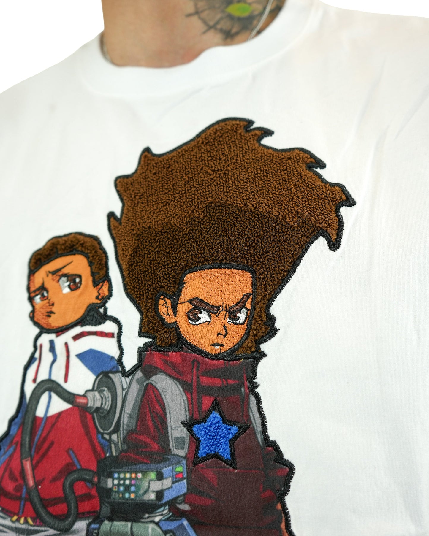 The Boondocks - Future Huey & Riley White Knit T-Shirt