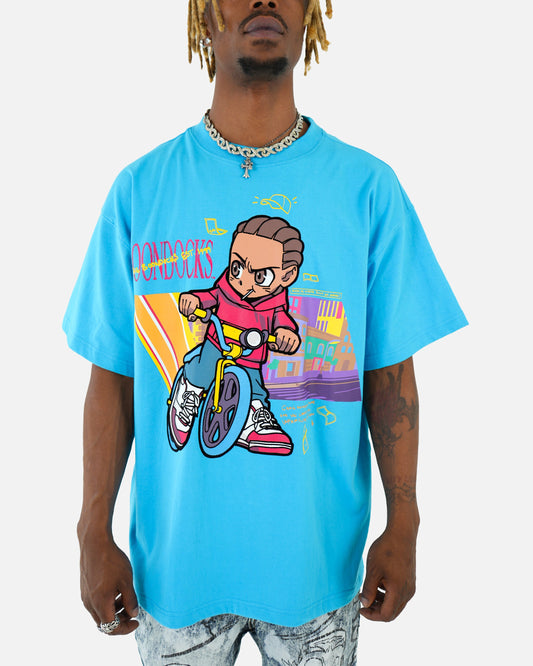 The Boondocks Pedal To The Hustle Blue Stone Wash T-Shirt