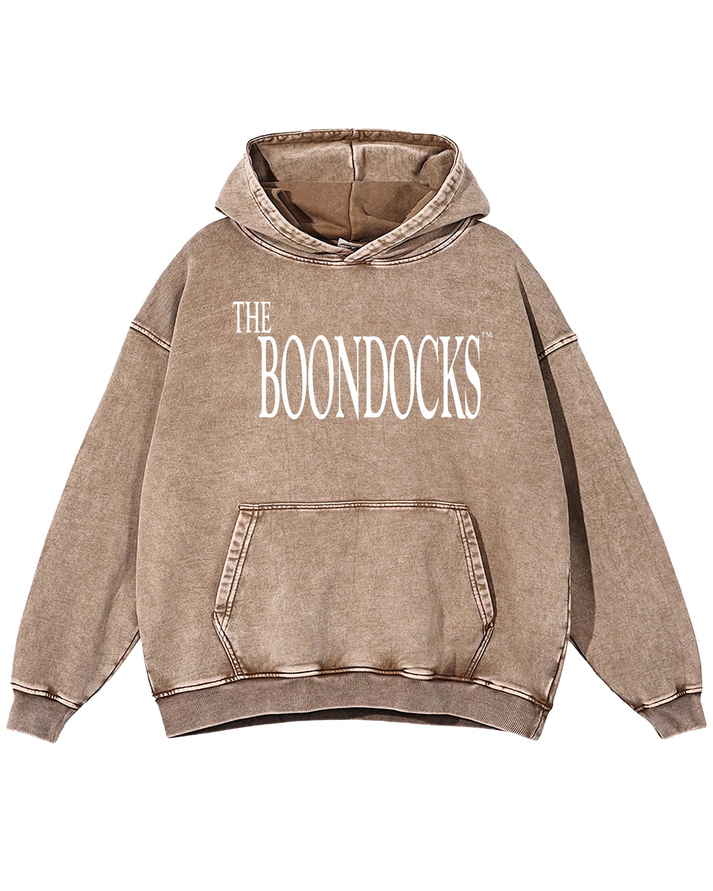 The Boondocks - Huey Khaled Acid Wash Oversize Brown Heavyweight Hoodie