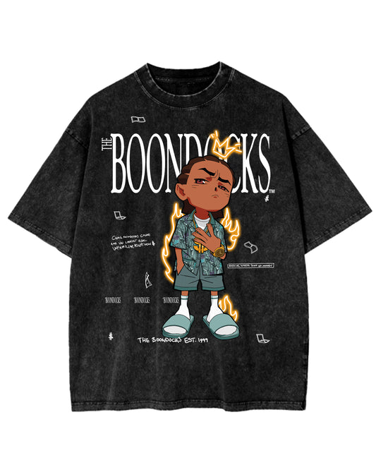 The Boondocks - Riley Khaled Acid Wash Oversize Black T-Shirt