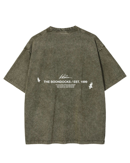 The Boondocks - Riley Khaled Acid Wash Oversize Olive T-Shirt