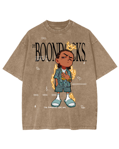 The Boondocks - Riley Khaled Acid Wash Oversize Tan T-Shirt