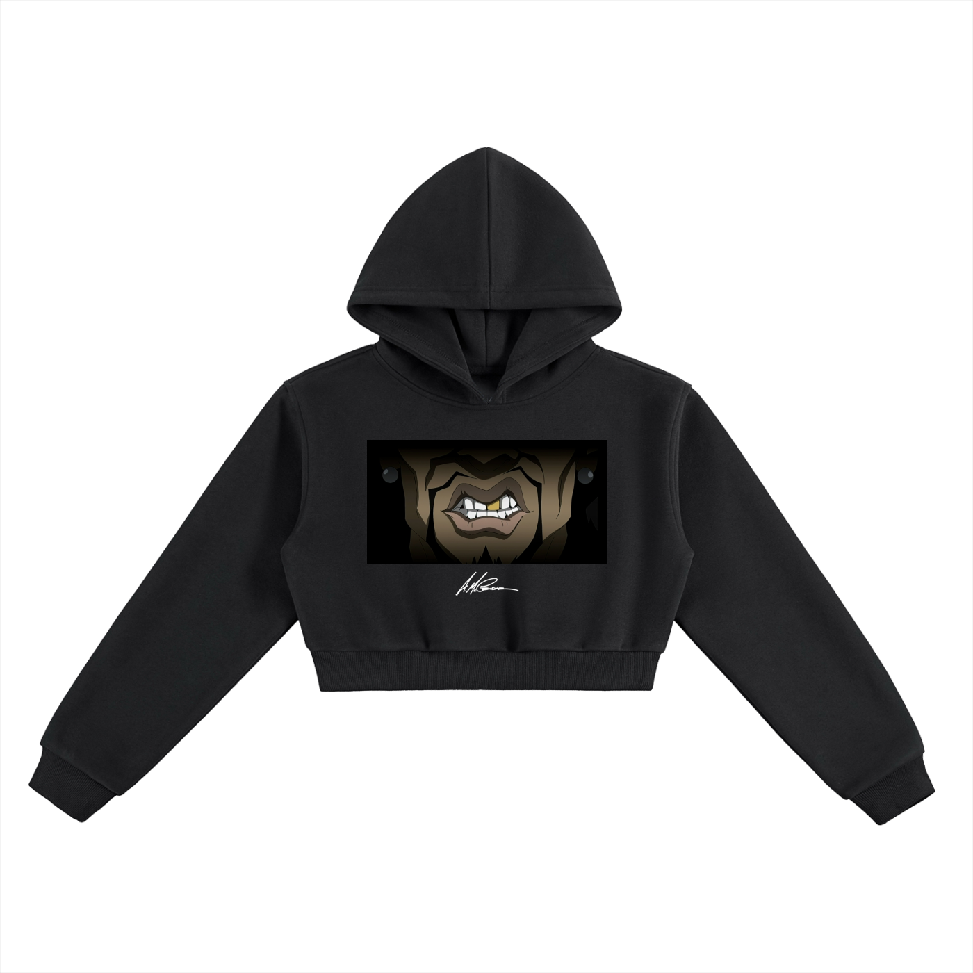 The Boondocks Slickback Gold Bite Cropped Heavyweight Hoodie