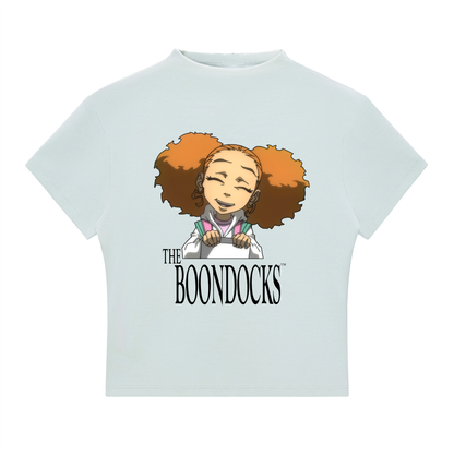 The Boondocks Jazmine Soft Smile Mock Neck Slim Fit T-Shirt