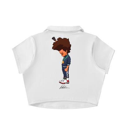 The Boondocks Huey Medal Stand White Crop Polo