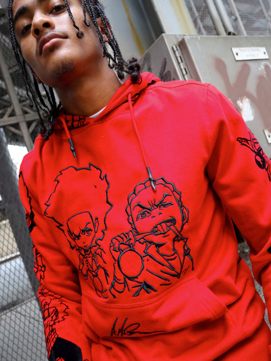 deKryptic x The Boondocks - Gold Winners Outline Red Hoodie
