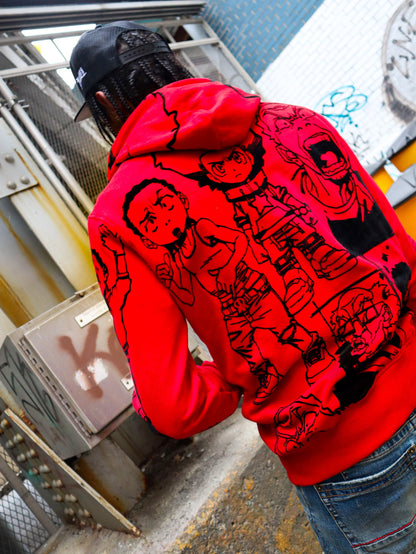 deKryptic x The Boondocks - Gold Winners Outline Red Hoodie