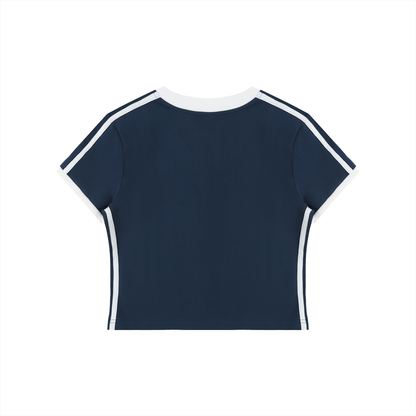 The Boondocks Riley Wild Motion Navy V-Neck Crop Tee