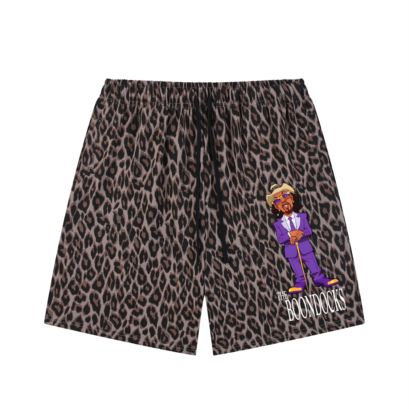 The Boondocks Slickback Leopard Drawstring Shorts