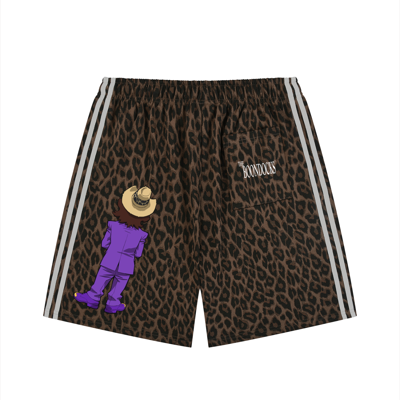 The Boondocks Slickback Leopard Drawstring Shorts